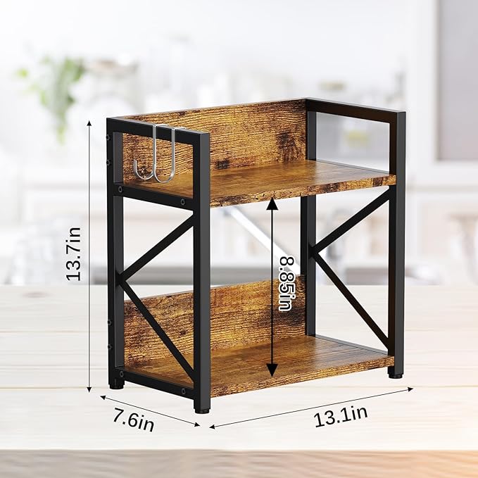 RUILALIFE 2 Tier Kitchen Counter Shelf Organizer, Coffee Bar Station Organizer for Countertop，Space Saving Spice Rack, Desk S