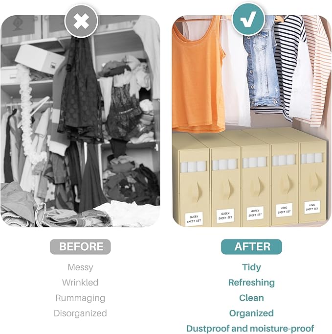 PARANTA Bed Sheet Organizers and Storage 8 Pack,Foldable Linen Closet Organizer,Twin Full Bed Sheet Organizers with Label Han