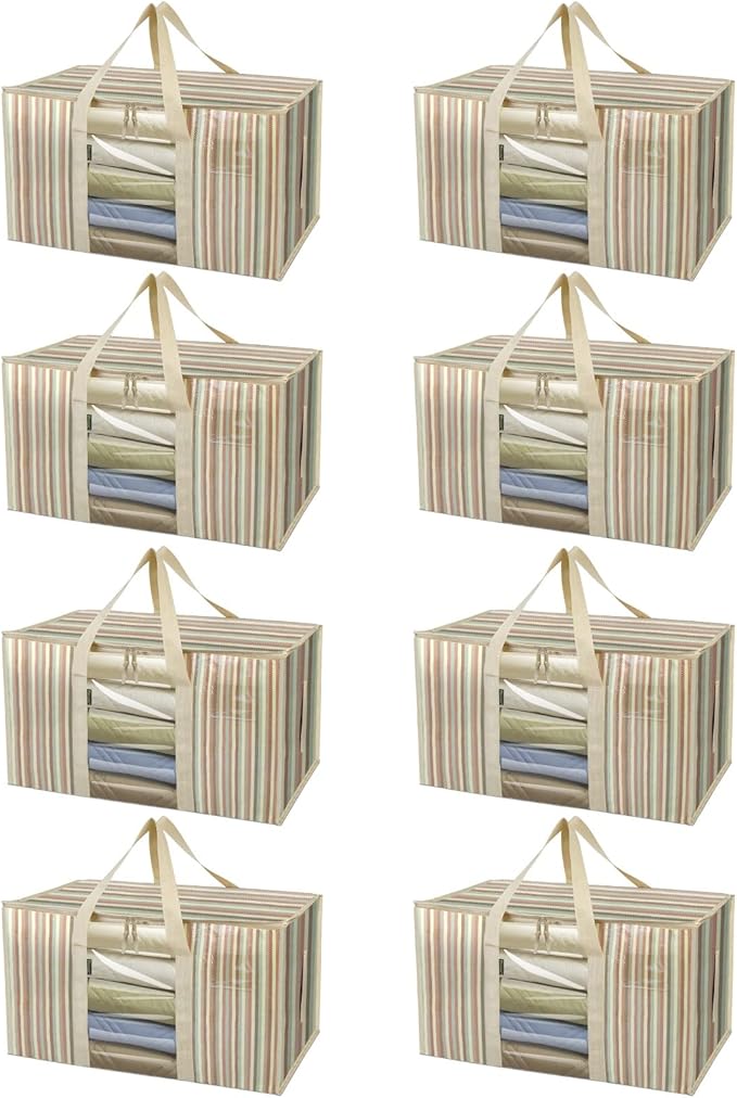 BALEINE 8-Pack Oversized Moving Bags with Reinforced Handles, Heavy-Duty Storage Tote Moving Supplies for Packaging, Camping 