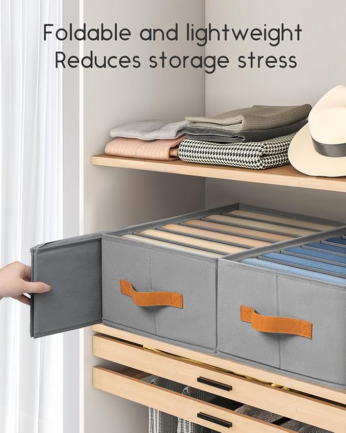 Homsorout Closet Organizers and Storage - Fabric Clothes Organizer with Handles, Foldable Jeans Organizer for Clothes, Drawer