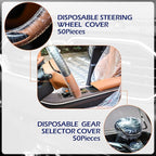 Tallew 250 Pcs Disposable Car Seat Covers Clear Plastic Car Seat Covers Protector Includes Wheel Covers, Gear Selector Covers