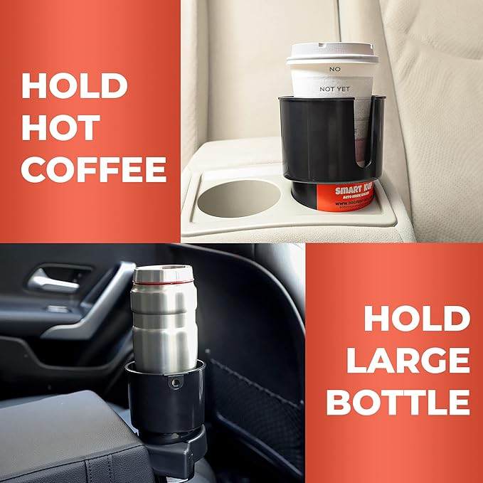 Car Cup Holder Expander - Fits Hydro Flasks 32/40 oz, Nalgene, Yeti & Large Bottles up to 3.8 inches Wide - for Car up to 3.2