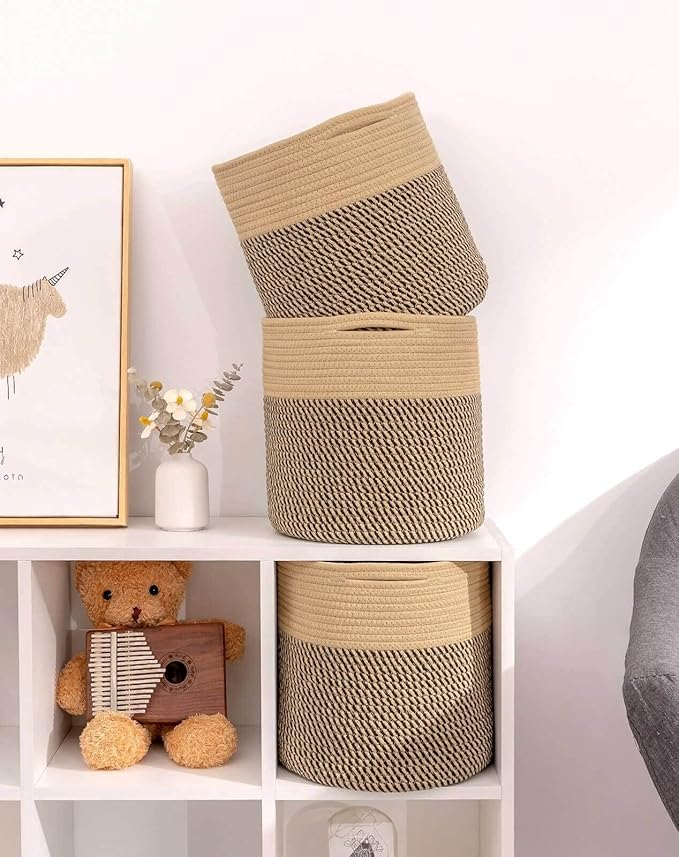 voten Storage Cubes Baskets Bins Organizer 11x11x11'' Fit 12x12''Cube Storage Organizer Bookcases Shelf,Durable Woven Cotton 