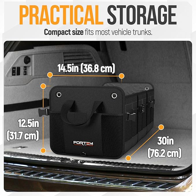 FORTEM Trunk Organizer with Cooler For SUV Car Organizer and Storage, Collapsible Multi-Compartment, Perfect Christmas Gifts Fo
