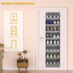 KYEVIS Over The Door Shoe Organizer Storage Fit 16-24 Pairs Hanging Shoe Rack Organiser for Closet Door, Deep Pocket Shoe Hol