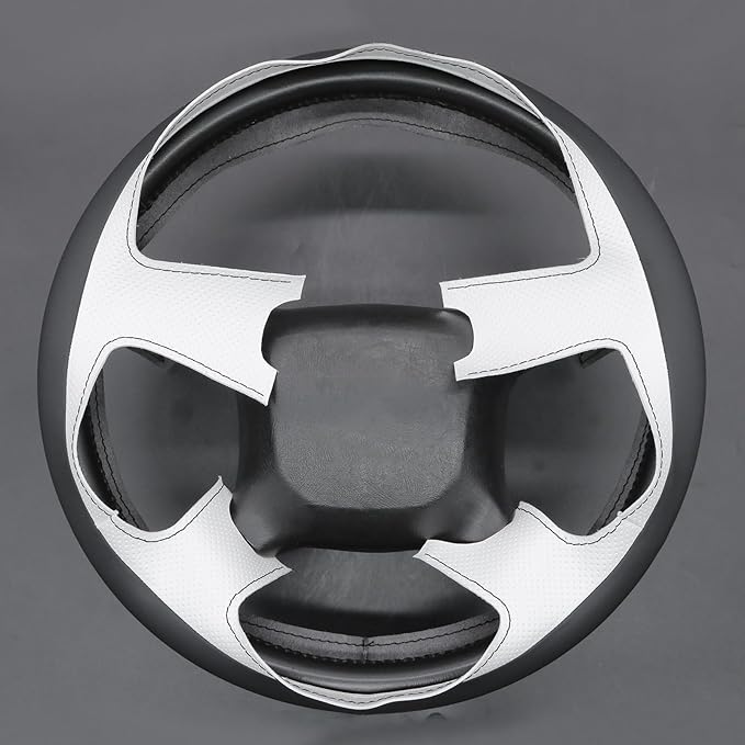 MEWANT Hand Stitch Black White Faux Leather Steering Wheel Cover for Chevy Silverado 1500 Astro Blazer C/K Kodiak S10