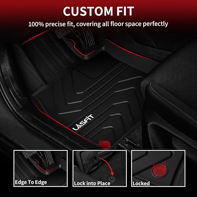 LASFIT Floor Mats Fit for Mazda CX5 2025 2024 2023 2022 2021 2020 2019 2018 2017 Custom Fit TPE All Weather Floor Liners 1st & 2nd Row Car Mats for Mazda CX-5, Black