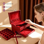 Greenfeather Jewelry Boxes for Women, Jewelry Organizer Box with Lid 3 Layers for Necklaces Rings Earrings and Bracelets Box 