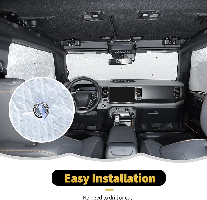 Windshield Sunshade Sun Shade Heat Shield Window Sun Visor Mat for Ford Bronco 2 Door 2021 2022 2023,6PCS