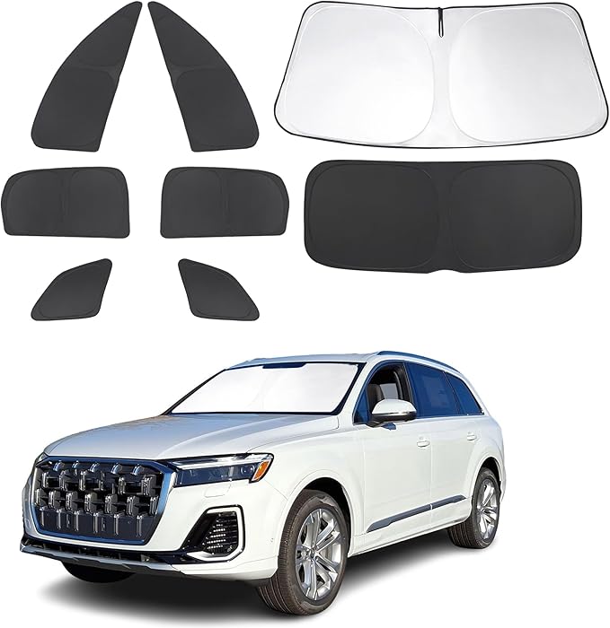 TINGLU Window Shades for Audi Q7 SUV 2016-2025 2026 Accessories Side Full Windows Cover Camping Rear Triangular Windshield Sun Shade Sun UV Rays Privacy Protection 8PCS