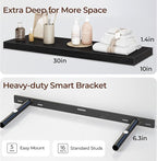 Fun Memories Floating Shelves for Wall 30 Inch Set of 3, Farmhouse Floating Shelves with Invisible Heavy Duty Bracket, 10 Inc
