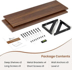 Axeman 24 Inch Floating Shelves | 8 Inch Deep Walnut Wall Shelves Set of 2 | 24W x 8D Rustic Wood Shelves for Bookshelf Livin