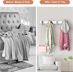 VAEHOLD 1PACK Hat and Coat Wall Mount Rack - 4 Hooks for Robes, Bags, Keys, and Towels - Bathroom Towel Hanger Organizer -Sil