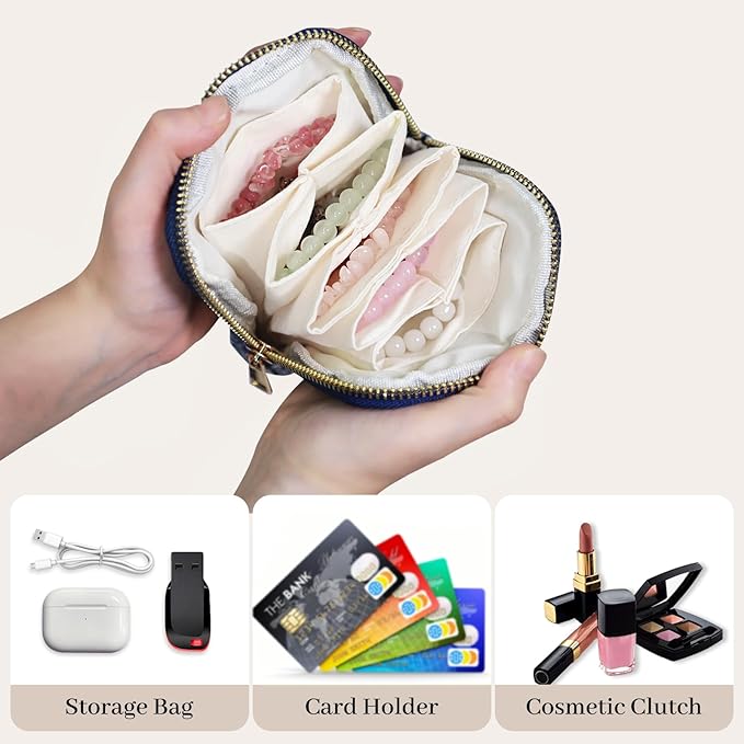 Stratalife Travel Jewelry Case - Portable Jewelry Pouches for Bracelets Necklace Rings, Healing Crystal Storage Bag Earring O