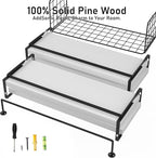 White Wood Floating Shelves Wall Mounted - 4+1 Tier Rustic Bathroom Wall Shelves Over Toilet with Wire Storage Basket and Tow