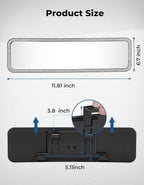 JOYTUTUS Rear View Mirror, Universal 11.81 Inch Panoramic Rearview Accessories with Bling Rhinestones Crystal Diamonds Edge, Interior Clip-on Wide Angle Rear View Mirror -White