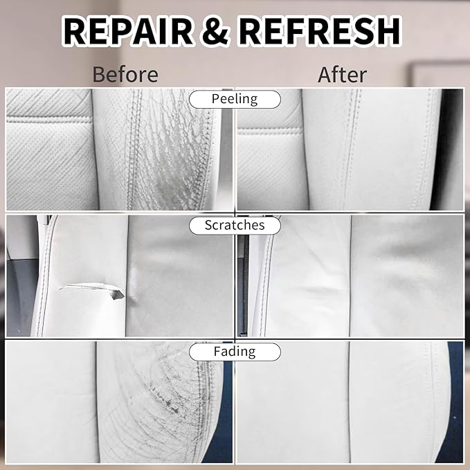 Leather Recoloring Balm,8.5oz Leather Color Restorer,White Leather Repair kit for Furniture and Car Interior,Leather Couch Sc