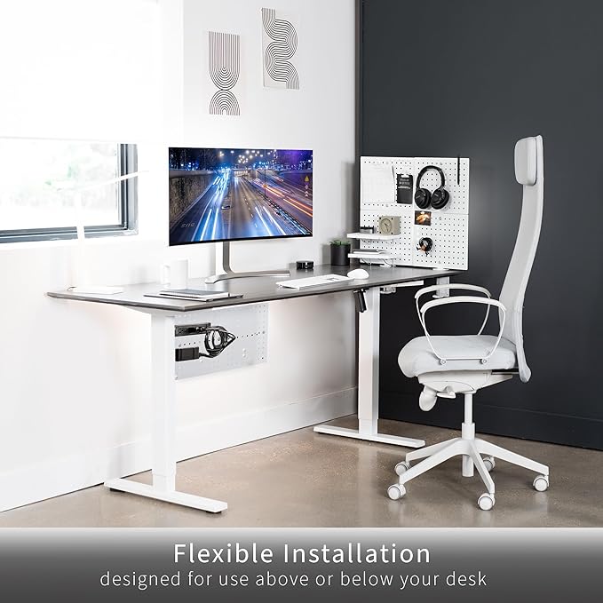 VIVO Steel Clamp-on Desk Pegboard, 24 x 20 inch Privacy Panel, Magnetic Peg Board, Office Accessory Organizer, Above or Under