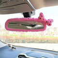 Adorable Teddy Bear Car Mirror Cover Set,Cute Sheep Mirror Accessories, Cartoon Design for Rearview Mirrors, Cozy Interior Auto Accessory (Pink Bow)