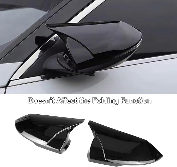 Rear View Mirror Cover Caps Door Side Fit for Hyundai Elantra 2021-2024 Ox Horn Glossy Black