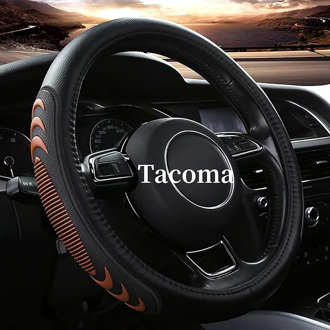 Yangday Leather Steering Wheel Cover for Toyota Tacoma 4Runner Tundra, 15.5-16 inches Car Steering Wheel Cover with Anti-Slip