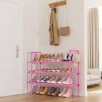 LANTEFUL 3 Tier Shoe Rack for Closet, Shoe Organizer with 5 Hooks, Long Shoe Shelf Storage for Shoe and Boot Stackable Free S