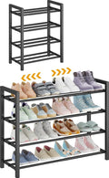Detsuk 4-Tier Expandable Shoe Rack – Adjustable Metal Shoe Organizer for Closet, Entryway & Mudroom – Stackable, Heavy-Duty S
