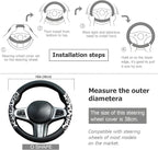 White Leopard Steering Wheel Cover Auto Leather Steering Wheel Protector, Anti-Slip, Breathable, Absorbing Sweat, Universal Leopard Car Accessories 14.5–15 inch,Fit for Most Car, Trucks, SUV
