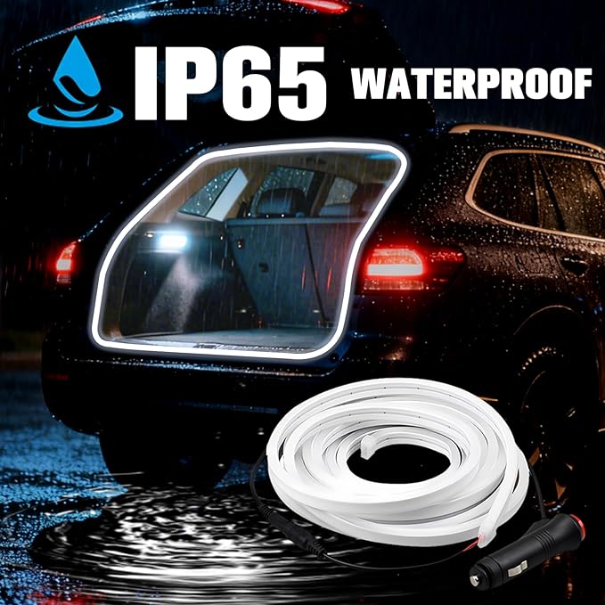 DIBMS 177" Magnetic Induction Dynamic Flowing LED Car Trunk Light Strip, Universal Flexible IP65 Waterproof Cuttable Silicone 12V Interior Ambient Lighting for Cars SUVs Vans White