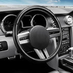 Carbon Fiber Steering Wheel Cover for Ford Mustang 2005-2023, 3 Piece Clip on Set,Carbon Fiber Wrap Anti-Slip Segmented Design,Car Steering Wheel Cover for Men Women（Matte Black