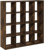 Furinno Cubicle Book Shelf, 16-Cube Bookshelf, Extra Thick Frame Reversible Bookcase with Open Back, 14.6" x 58" x 58", for L