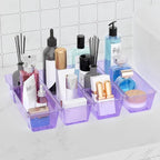 WOWBOX 9 Pack Clear Drawer Organizer Set, Acrylic Drawer Storage Trays, Storage Bins for Makeup, Cosmetics, Jewelries, Utensi