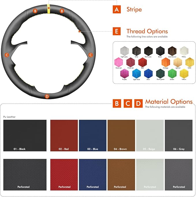 MEWANT Hand Sew Steering Wheel Cover for Ford F150 F250 F350 F450 Expedition Customized Version by Genuine Leather Suede