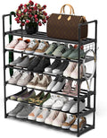 Hsscblet 6 Tiers Metal Shoe Rack,Adjustable Shoe Shelf Storage Organizer with Hooks,Stackable Boot & Shoe Storage,for Entrywa