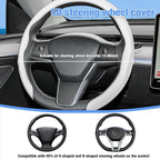 Car Nappa Leather Steering Wheel Cover, 15" Fashionable 5D Anti-Slip Vehicle Steering Wheel Protector, Breathable Auto Interi