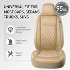 CAROMOP Faux Leather Car Seat Covers 2 Front Set,Luxury and Comfortable Seat Covers for Cars, Airbag Compatible Car Interior 