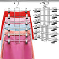 Pants Hangers with Clips,Space Saving Hanging Closet Organizer-6 Tiers Skirt Hangers with 360° Swivel Hook,Closet Organizer-C