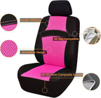 CAR PASS Rainbow Cool Universal Fit Two Front 3D Air Mesh Car Seat Cover with Steering Wheel & Blet Cover-Airbag Compatible (Front Seats only, Black- Pink)