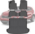 Floor Mats & Trunk Mats for 2017-2022 Kia Sportage (Gas ONLY), TPE All Weather Protection 2 Rows Car Floor Liners Accessories (Cargo Tray in Upper Deck Position)