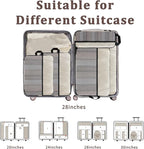 U+U 6 Set Compression Packing Cubes - Ultralight Cream Travel Organizers with Laundry Bag, Space-Saving Suitcase Organizer, E
