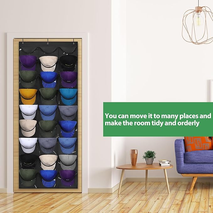 Dofilachy Hat Rack - Hat Organizer - Hat Racks for Baseball Caps, Visible Hat Holder - Baseball Rack for Wall Door with 3 Hoo