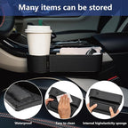Car Seat Gap Filler Organizer,2 Pack Car Leather Cup Holder Gap Bag,Car Seat Storage Box with Cup Holder Expander,Car Organizer Front Seat for Holding Phone, Glasses, Keys, Cards (Black)