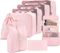 8 Set Compression Packing Cubes for Travel Essentials,Suitcase Organizer Bags, Carry-On Luggage Accessories with Laundry & To