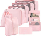 8 Set Compression Packing Cubes for Travel Essentials,Suitcase Organizer Bags, Carry-On Luggage Accessories with Laundry & To