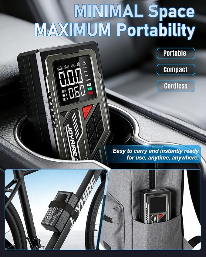 Air Pump for Inflatables & Tires, Portable Tire Inflator with 4000mAh Battery, 150PSI Cordless Air Compressor with Digital Gauge & Auto Shut-Off for Car, Bike, Air Mattress, Balls