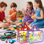 6 Packs Toy Storage Bags with Labels, 11.8x8.7x3.9In Large PVC Reusable Clear Board Game Storage with Zipper, Travel Waterpro