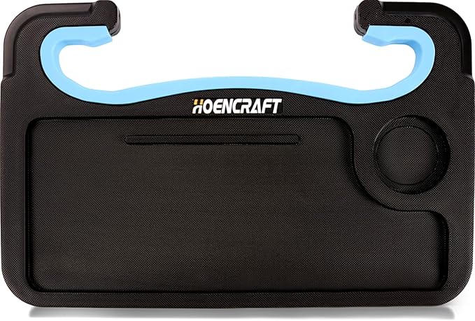 2 in 1 Car Steering Wheel Desk - Tray for Laptop Car Mount with Pen Holder, Car Food Tray with Anti-Slip Silicone Ring for Eating & Work - Portable Bag Included