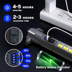 Emergency Car Flashlight - 2000 Lumen Dual Light 4-Level Battery Indicator Window Breaker & Seatbelt Cutter USB Rechargeable 