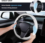 Steering Wheel Cover for Tesla Model 3 (2017-2023) / Model Y (2020-2024),Anti-Slip,Comfortable Grip, Breathable,Customized for Tesla Model 3/Y Accessories,Nappa White