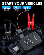 7000A Jump Starter with Air Compressor (All Gas/10.0L Diesel), 12V Jumper Starter Pack with 150PSI Auto Tire Inflator, Car